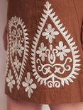 Boden Embroidered Paisley Linen Rich Skirt, Russet