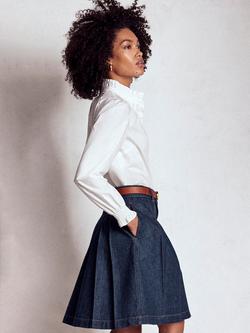 Boden Pleated Denim Skirt, Indigo - view 2, Indigo