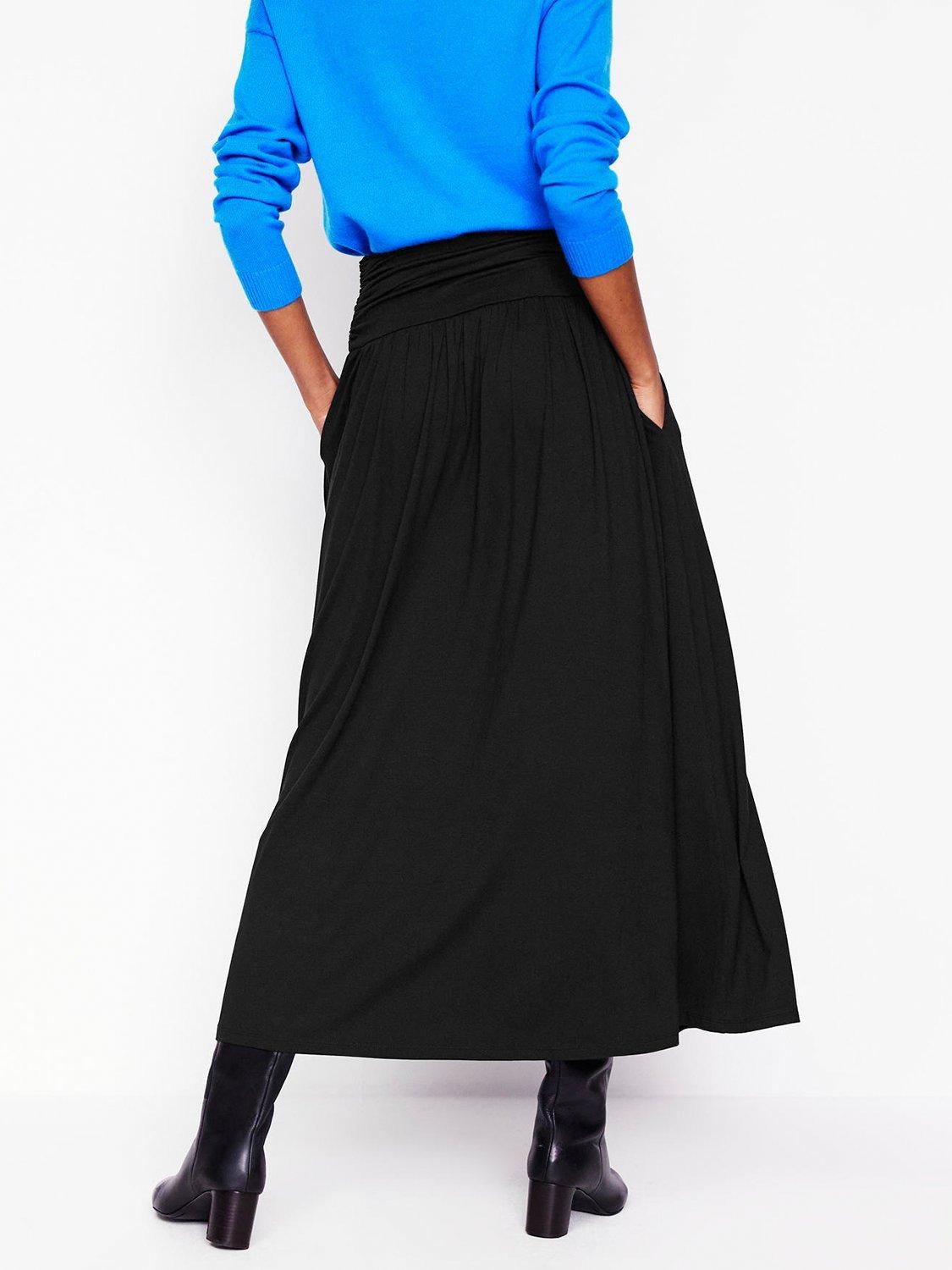 Product image 3 of 5, which shows Boden Rosaline Jersey Midi Skirt, Black, 8