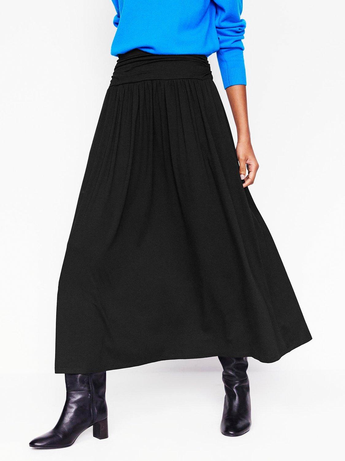Product image 4 of 5, which shows Boden Rosaline Jersey Midi Skirt, Black, 8
