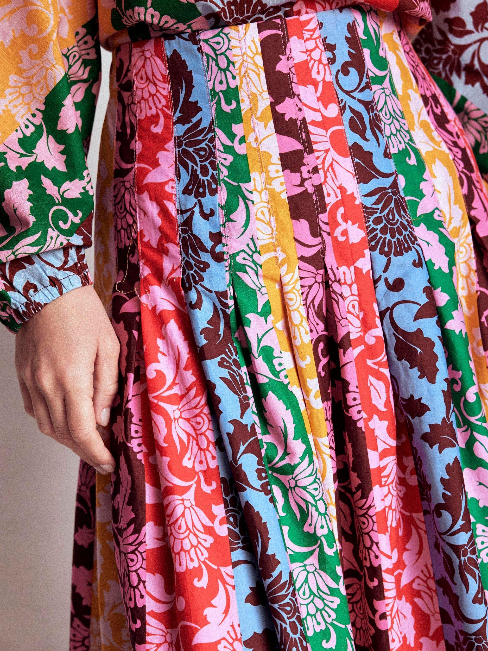 Product image 2 of 6, which shows Boden Valentina Poplin Midi Skirt, Multi, 8