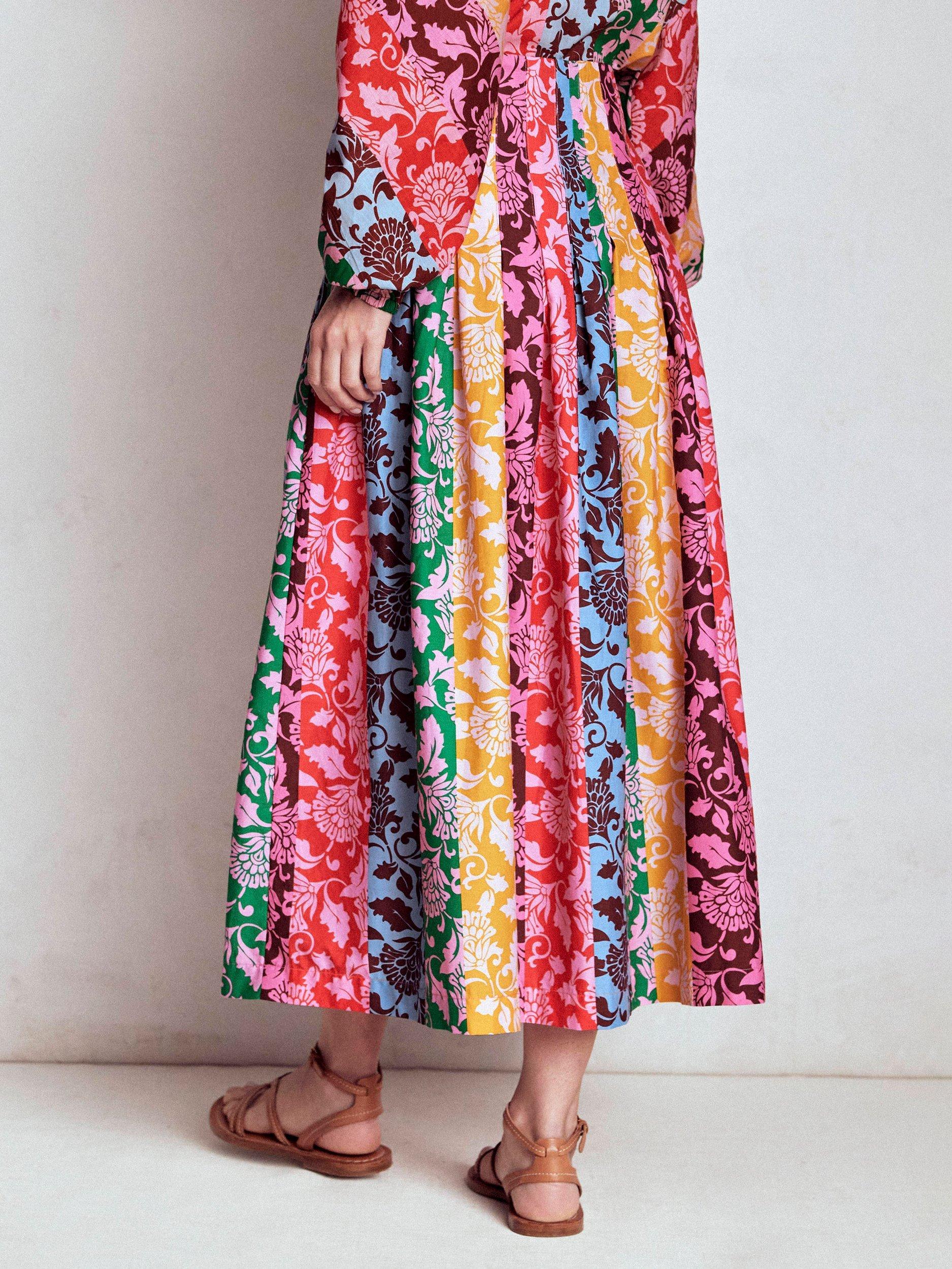 Product image 3 of 6, which shows Boden Valentina Poplin Midi Skirt, Multi, 8