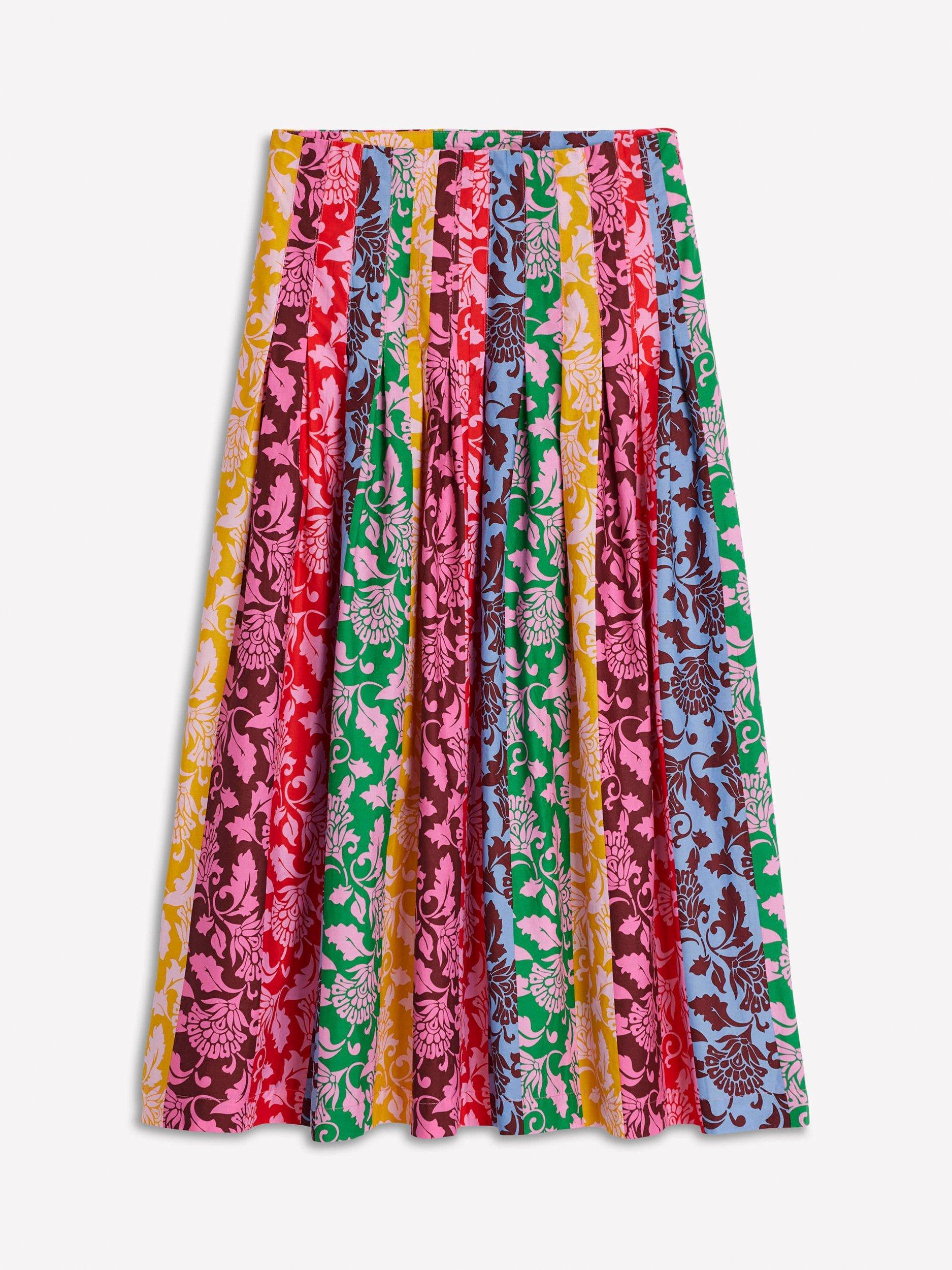 Product image 6 of 6, which shows Boden Valentina Poplin Midi Skirt, Multi, 8