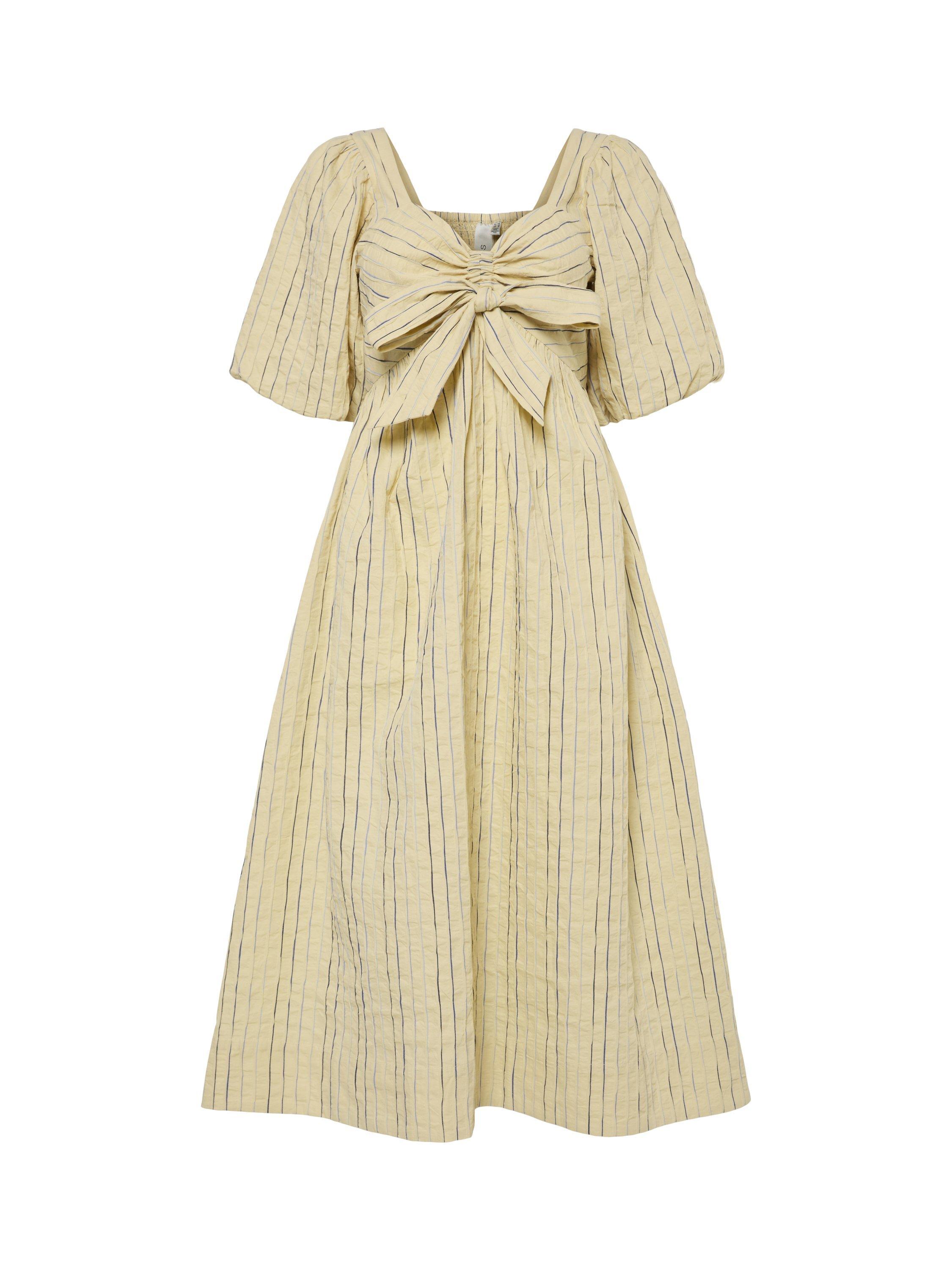 Product image 1 of 2, which shows YAS Mellow Stripe Midi Dress, Yellow, 6