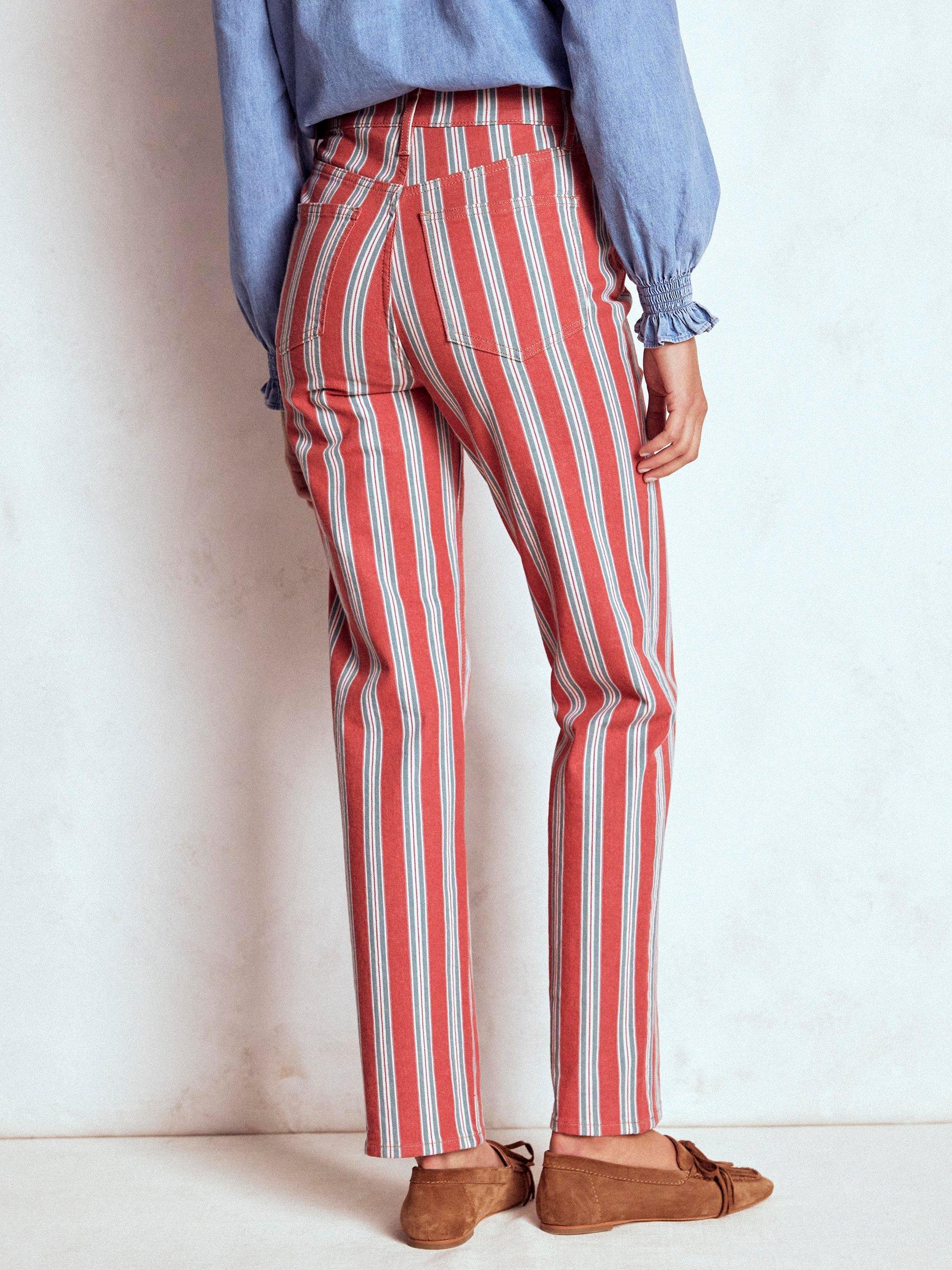 Product image 3 of 6, which shows Boden High Rise Stripe Jeans, Red/Multi, 29R
