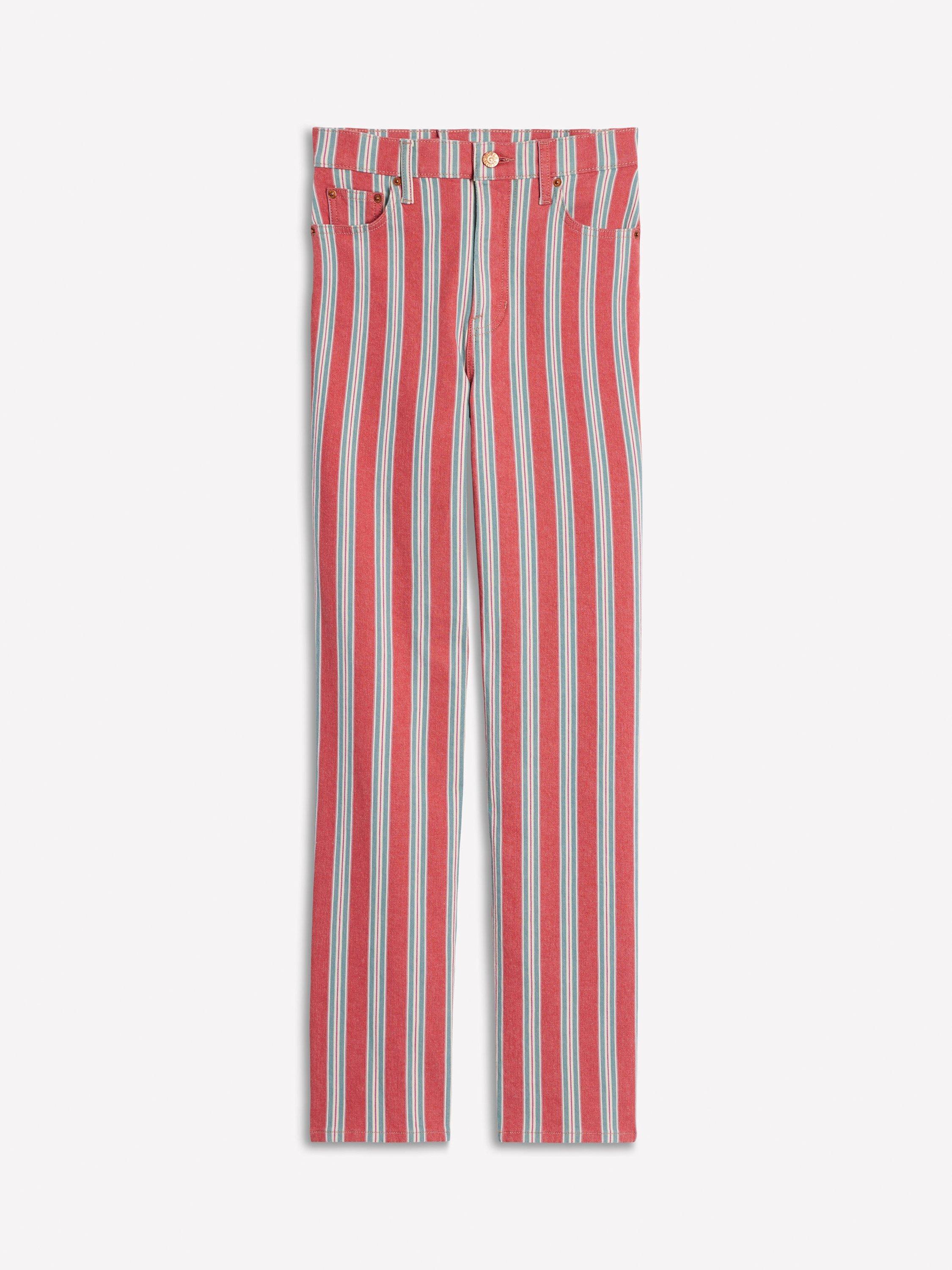 Product image 6 of 6, which shows Boden High Rise Stripe Jeans, Red/Multi, 29R