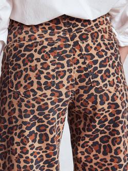 Boden High Rise Wide Leg Leopard Print Jeans, Multi - view 2, Multi