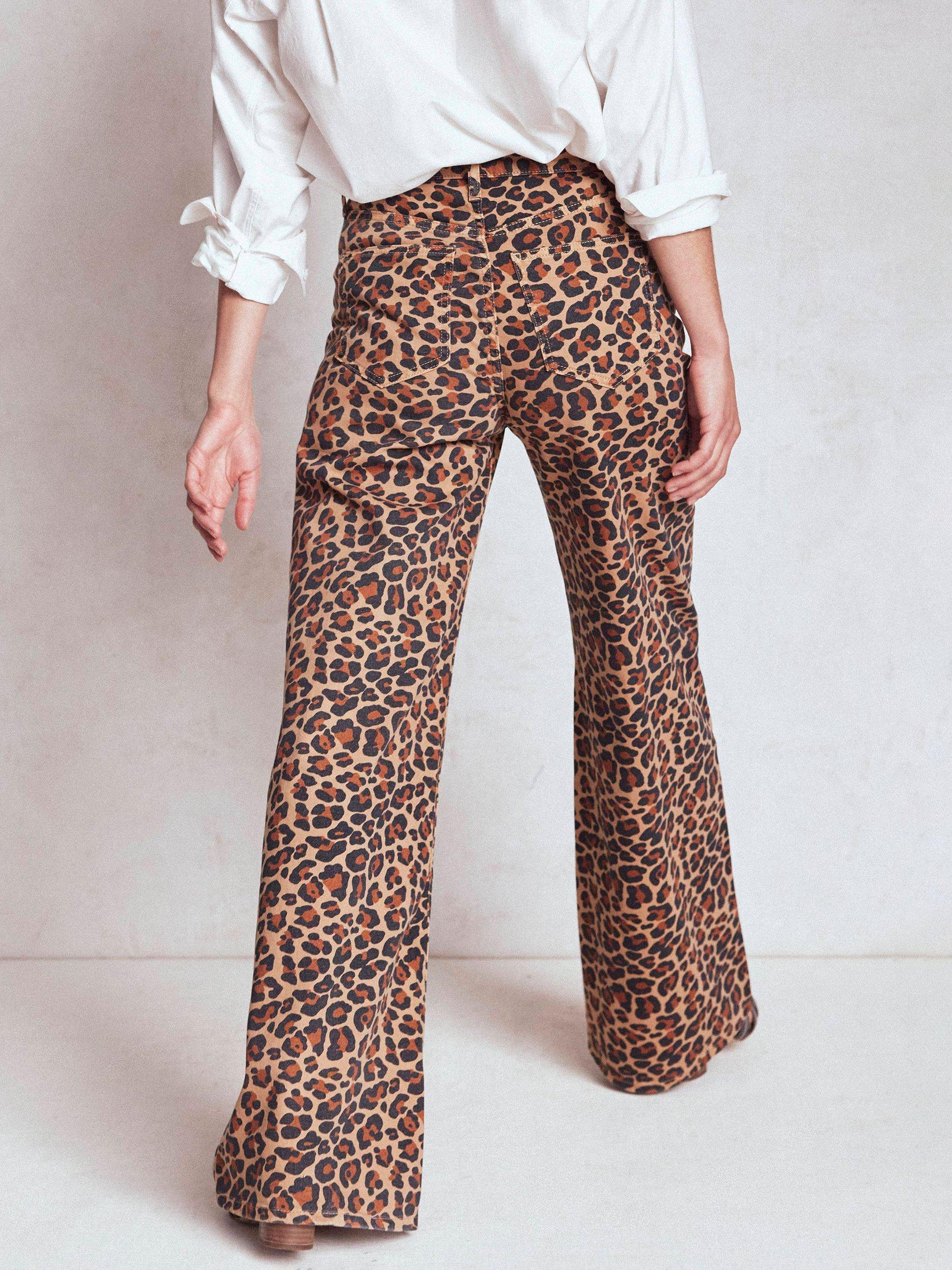 Product image 3 of 6, which shows Boden High Rise Wide Leg Leopard Print Jeans, Multi, 27R
