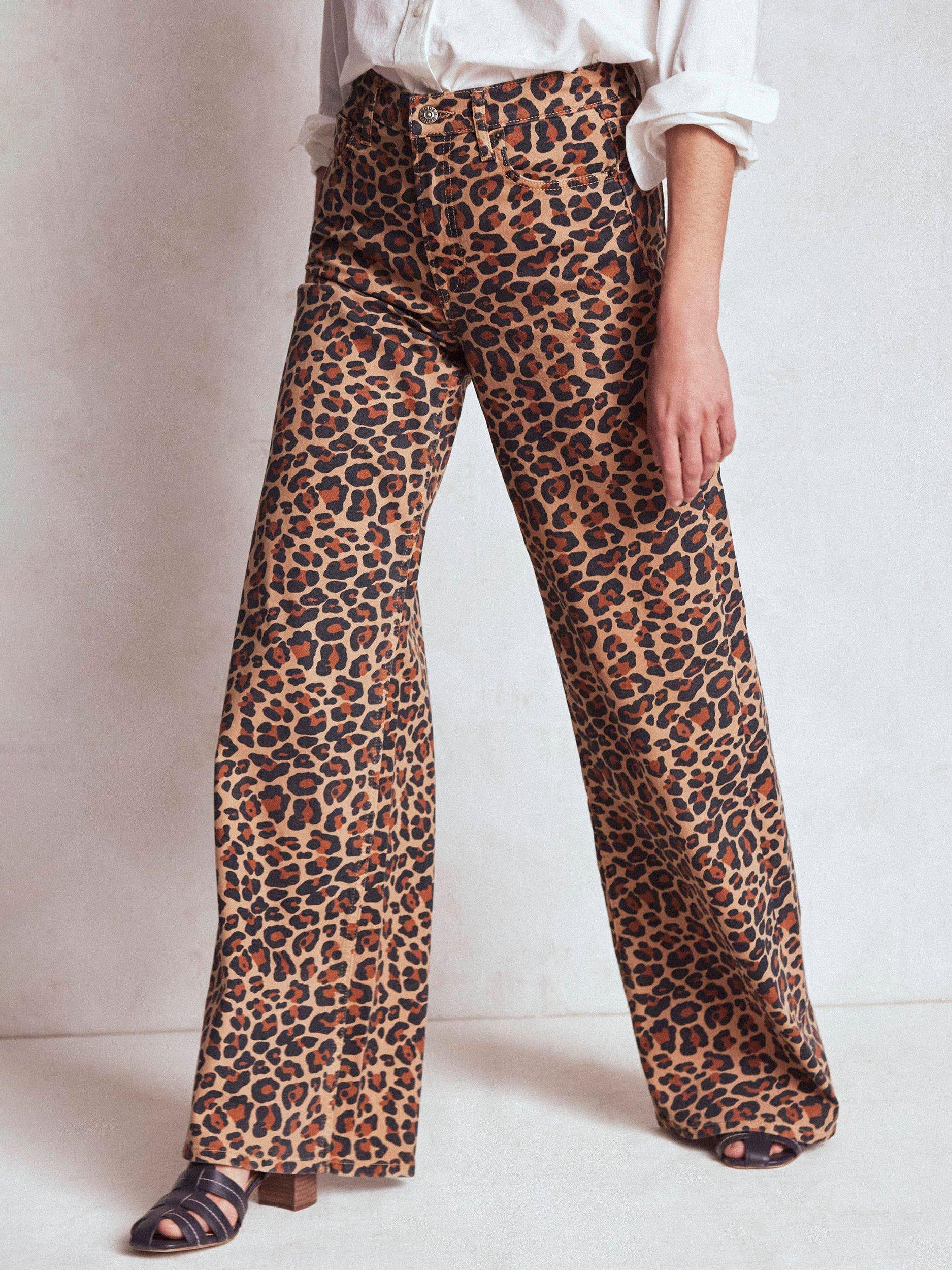 Product image 4 of 6, which shows Boden High Rise Wide Leg Leopard Print Jeans, Multi, 27R
