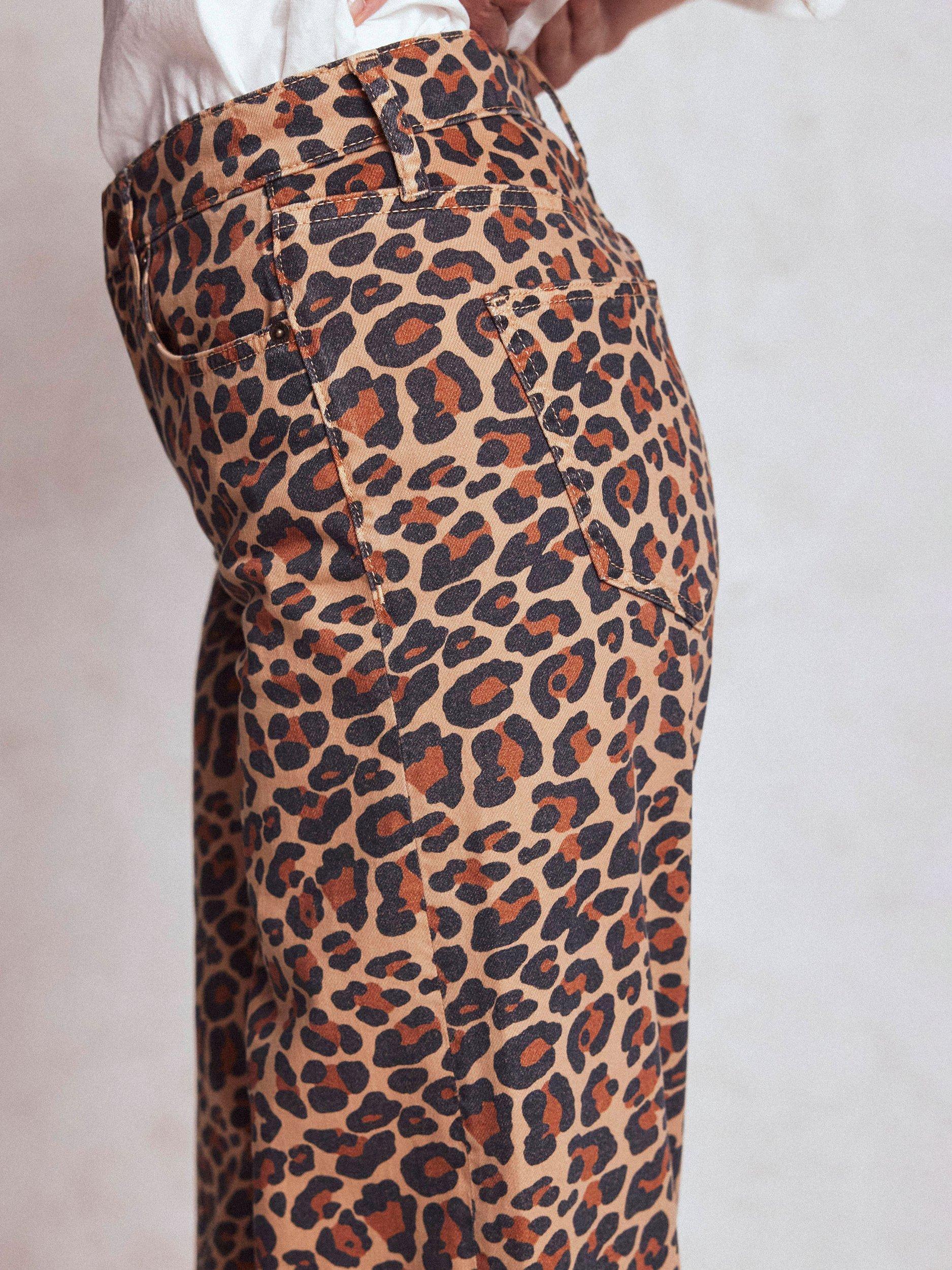 Product image 5 of 6, which shows Boden High Rise Wide Leg Leopard Print Jeans, Multi, 27R