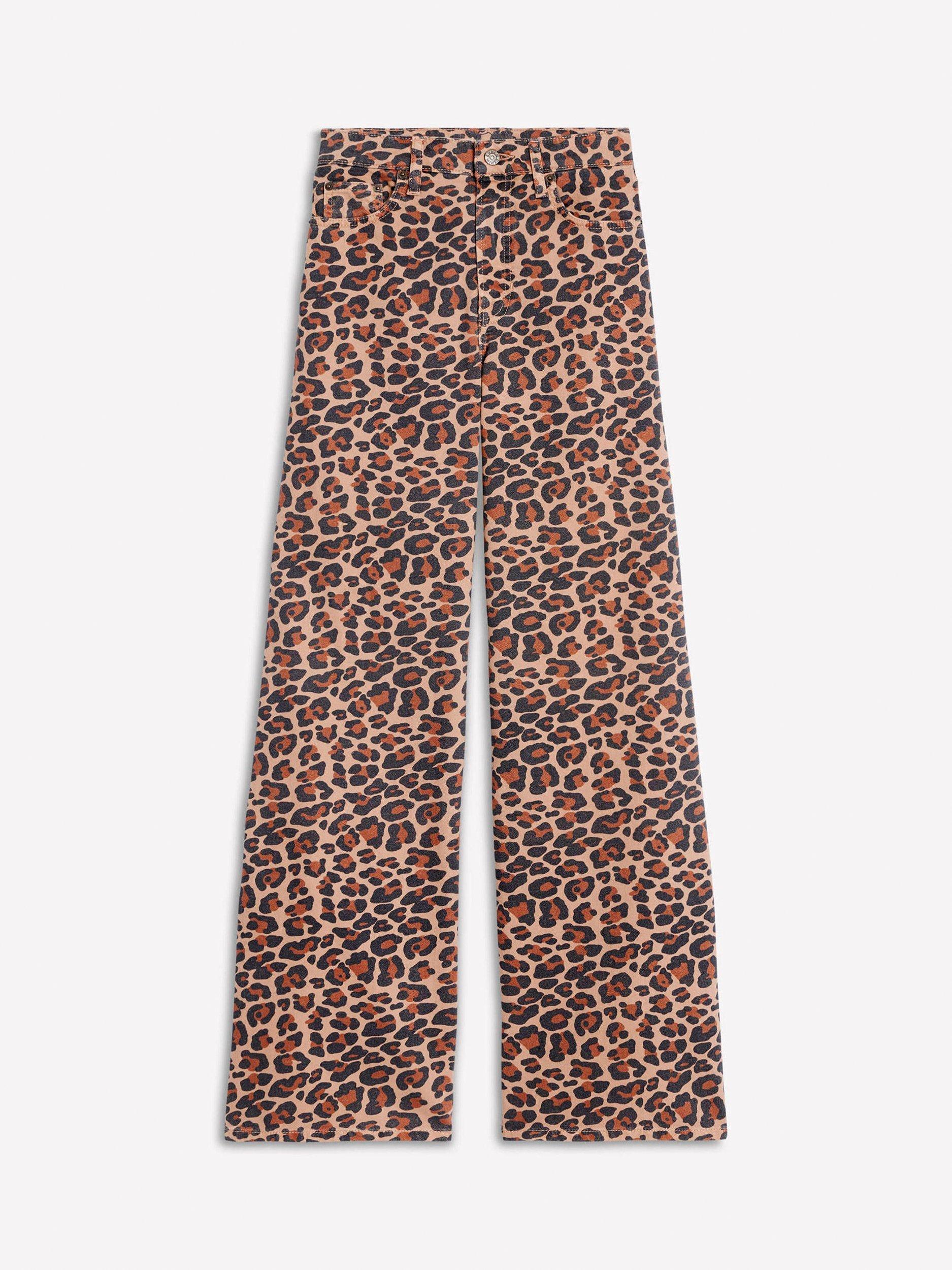 Product image 6 of 6, which shows Boden High Rise Wide Leg Leopard Print Jeans, Multi, 27R