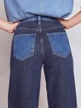 Boden High Rise Wide Leg Contrast Pockets Jeans, Blue/Multi