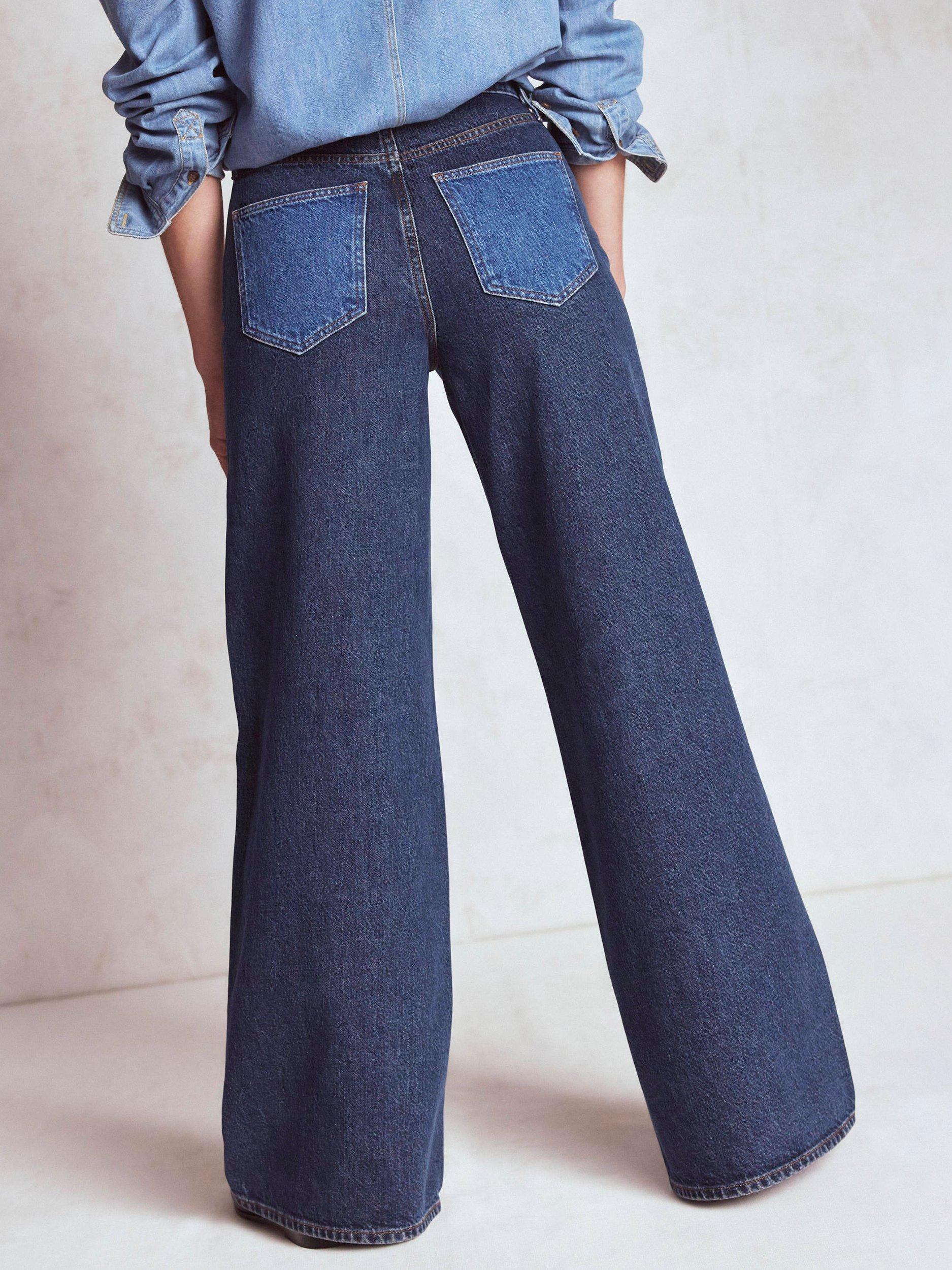 Product image 3 of 7, which shows Boden High Rise Wide Leg Contrast Pockets Jeans, Blue/Multi, 27R