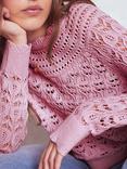 Boden Crochet Mix Stitch Jumper, Formica Pink