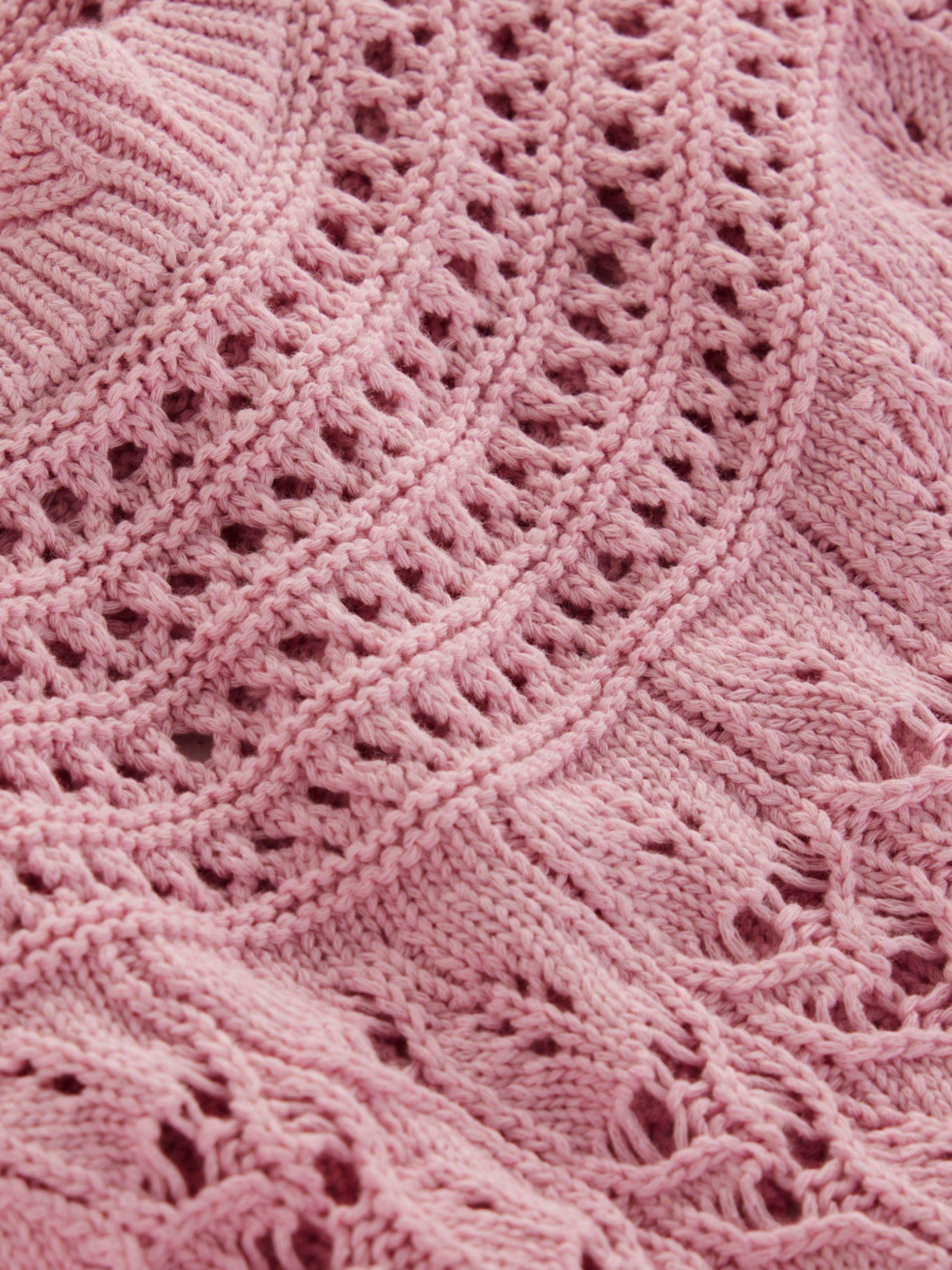 Product image 6 of 6, which shows Boden Crochet Mix Stitch Jumper, Formica Pink, XS