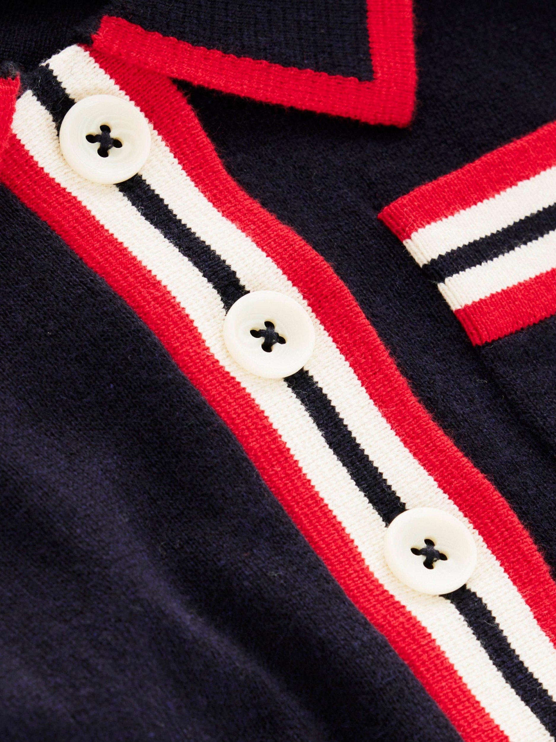 Product image 6 of 6, which shows Boden Henley Colour Block T-Shirt, Navy, S