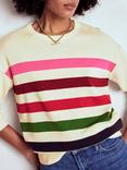 Boden Lara Stripe Relaxed Jumper, Ivory/Multi