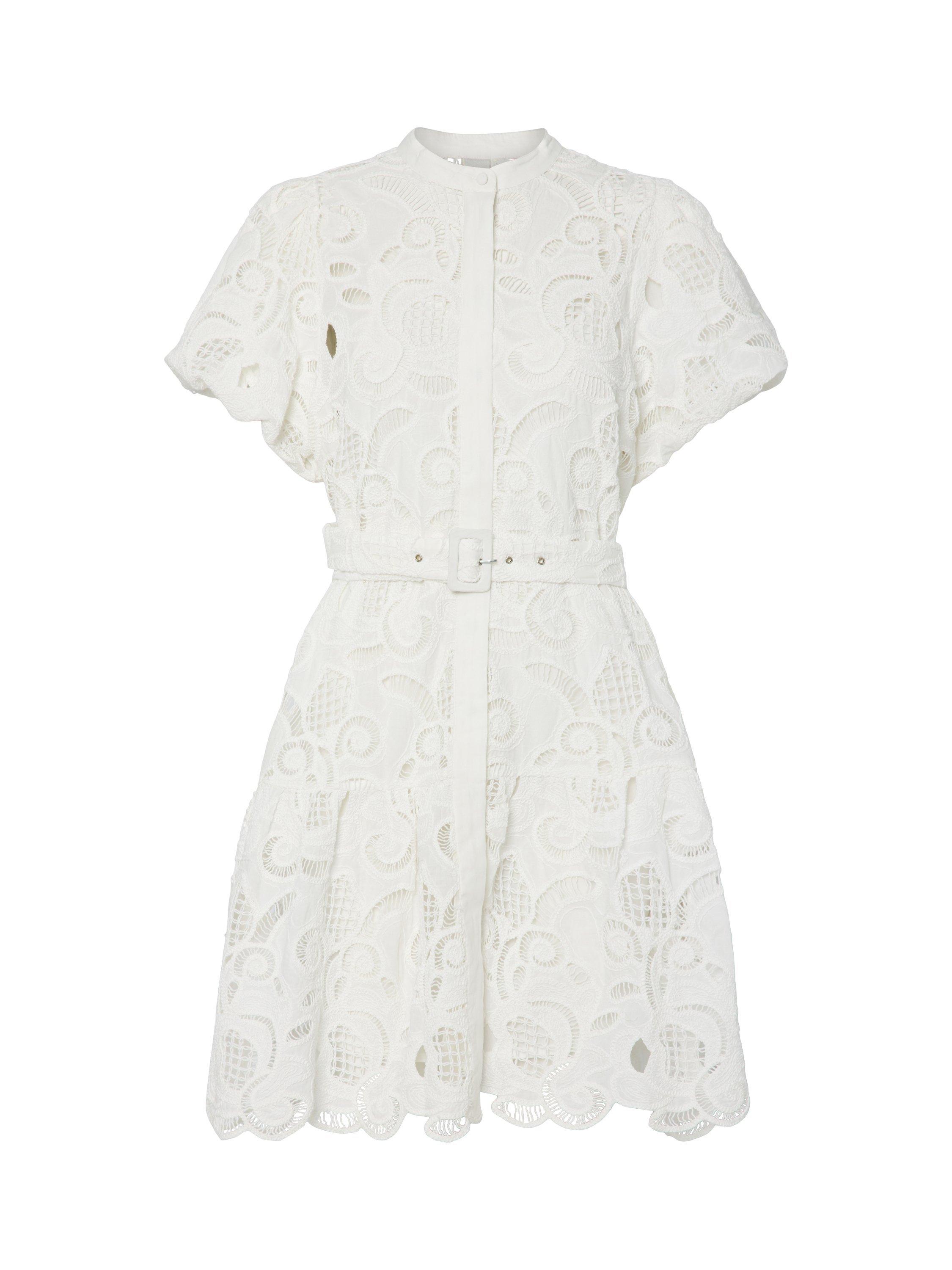 Product image 1 of 2, which shows YAS Sana Broderie Anglaise Shirt Dress, White, 8