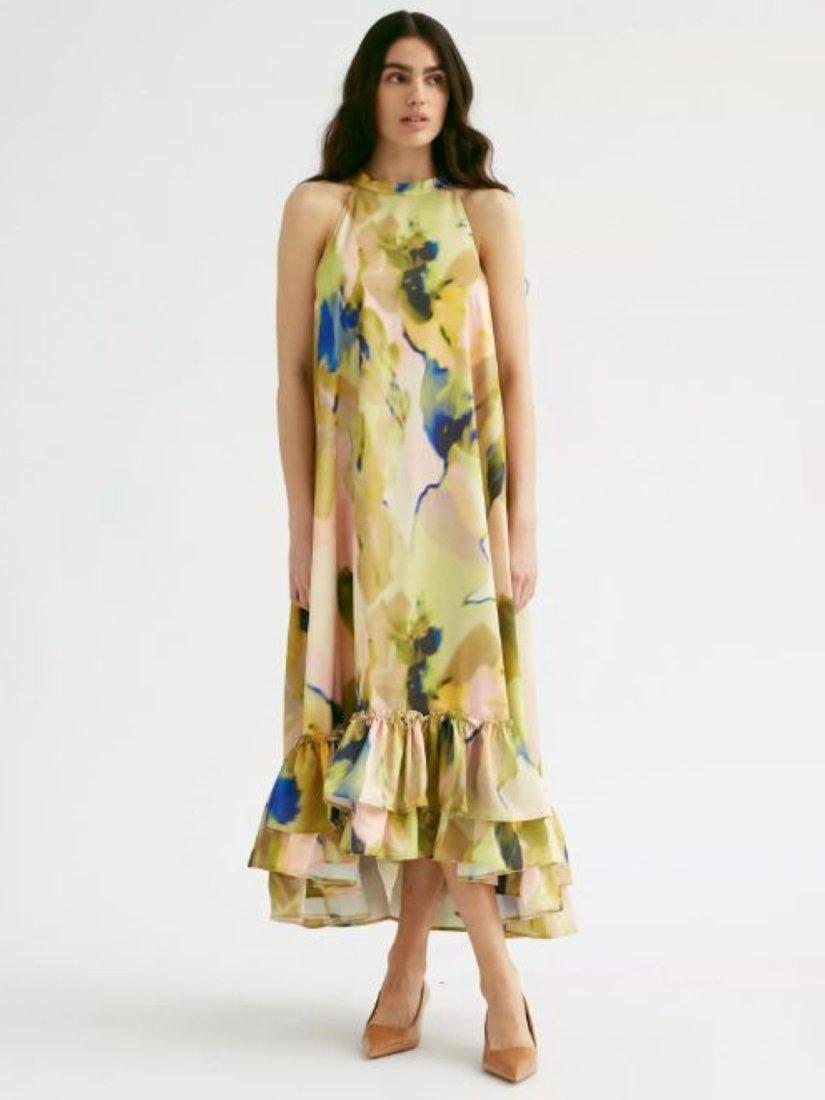 Product image 1 of 2, which shows YAS Skyra Abstract Halterneck Dress, Multi, 6