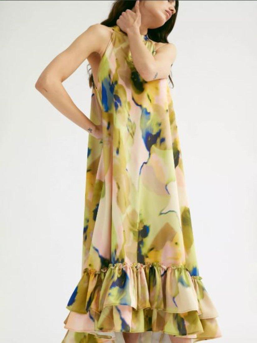 Product image 2 of 2, which shows YAS Skyra Abstract Halterneck Dress, Multi, 6