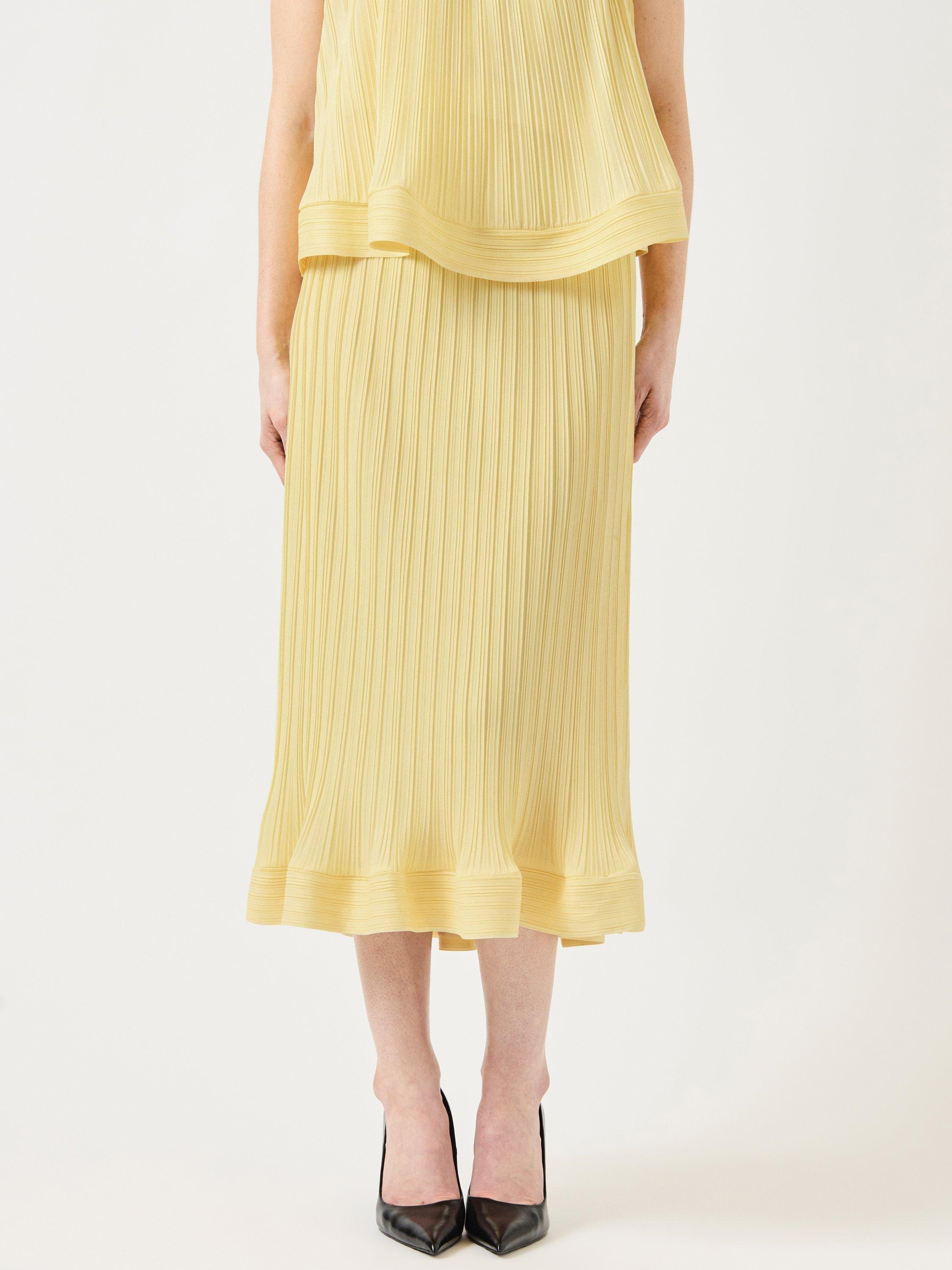 Product image 2 of 6, which shows YAS Riva Plisse Midi Skirt, Yellow, 6