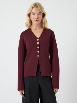 YAS Mikkala Buttoned V-Neck Top, Burgundy