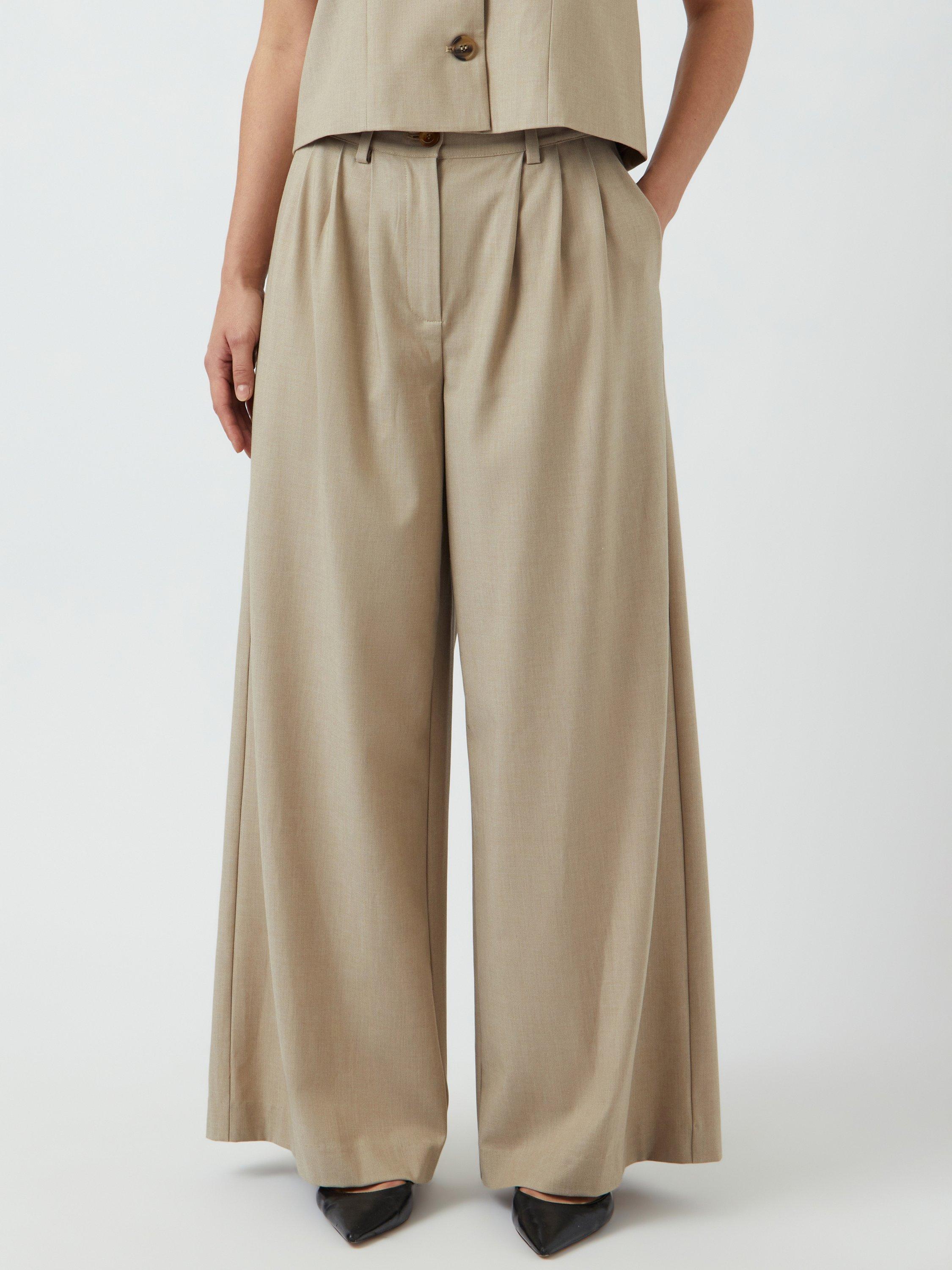 Product image 2 of 6, which shows YAS Ligga Wide Leg Trousers, Beige, XS