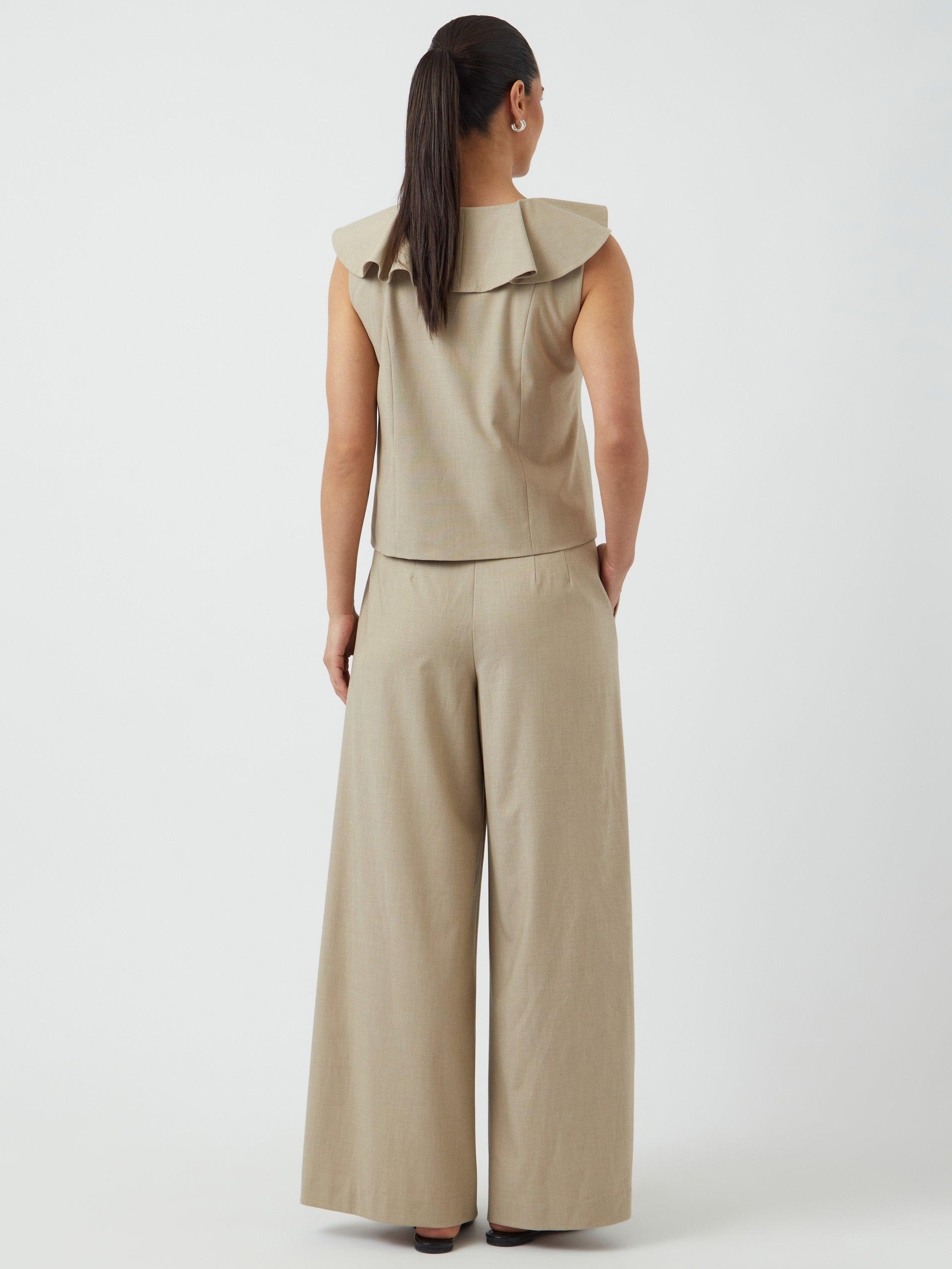 Product image 4 of 6, which shows YAS Ligga Wide Leg Trousers, Beige, XS