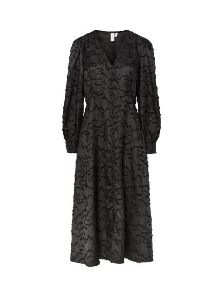 YAS Pirana V-Neck Midi Dress, Black - view 2, Black