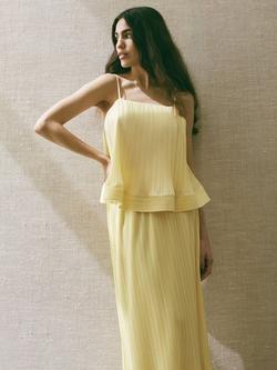 YAS Riva Plisse Strappy Top, Yellow, Yellow