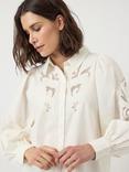 YAS Zima Floral Embroidered Button Neck Poplin Shirt