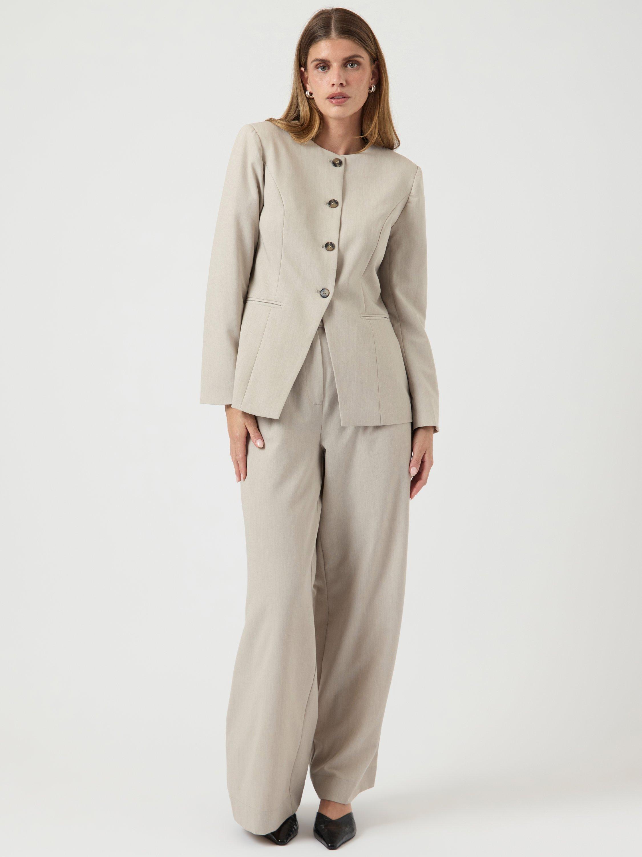 Product image 2 of 6, which shows YAS Vesti Collarless Blazer, Grey, 6
