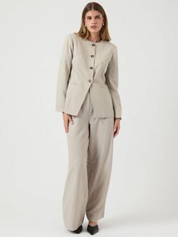 YAS Vesti Collarless Blazer, Grey - view 2, Grey