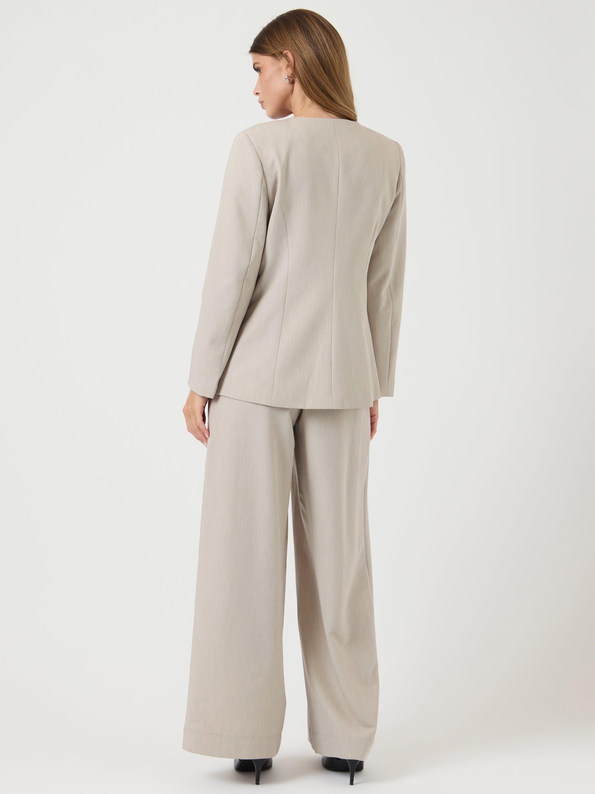 Product image 4 of 6, which shows YAS Vesti Collarless Blazer, Grey, 6