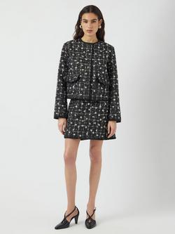 YAS Valenda Tweed Jacket, Black/White, Black/White