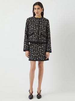 YAS Valends Tweed Mini Skirt, Black/White, Black/White