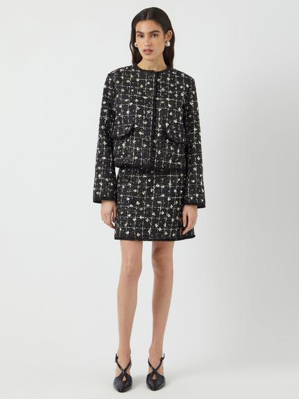 YAS Valends Tweed Mini Skirt, Black/White - view 2, Black/White