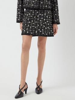 YAS Valends Tweed Mini Skirt, Black/White - view 2, Black/White