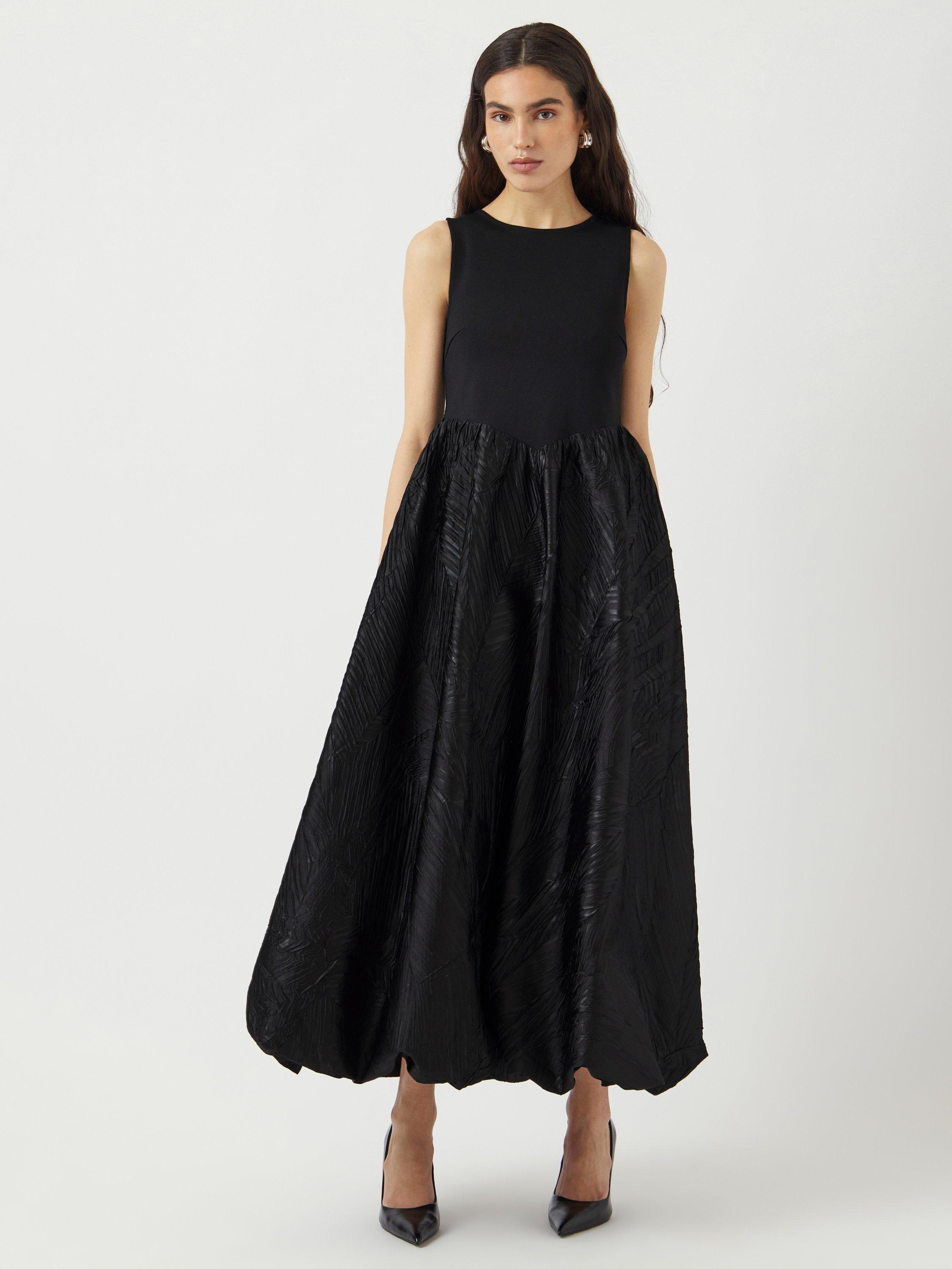 Product image 1 of 8, which shows YAS Viro Midi Jacquard Dress, Black, 10