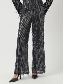 YAS Yaslantra Wide Leg Embellished Trousers, Black - view 2, Black