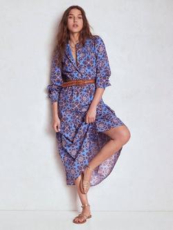 Boden Cecily Floral Midi Dress, Blue/Multi, Blue/Multi