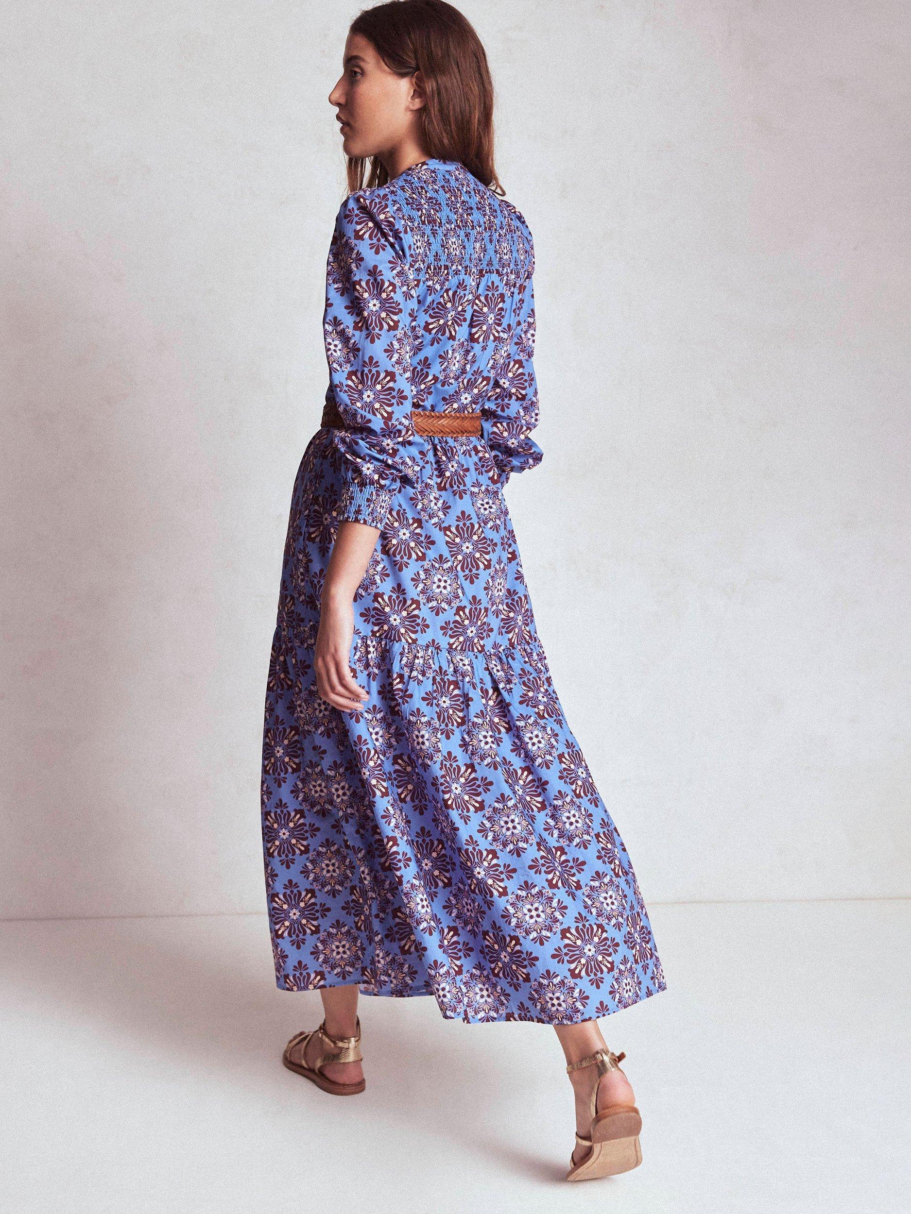 Product image 3 of 6, which shows Boden Cecily Floral Midi Dress, Blue/Multi, 8