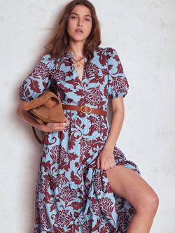 Boden Christabel Floral Midi Dress, Blue/Multi, Blue/Multi