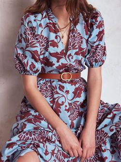 Boden Christabel Floral Midi Dress, Blue/Multi - view 2, Blue/Multi