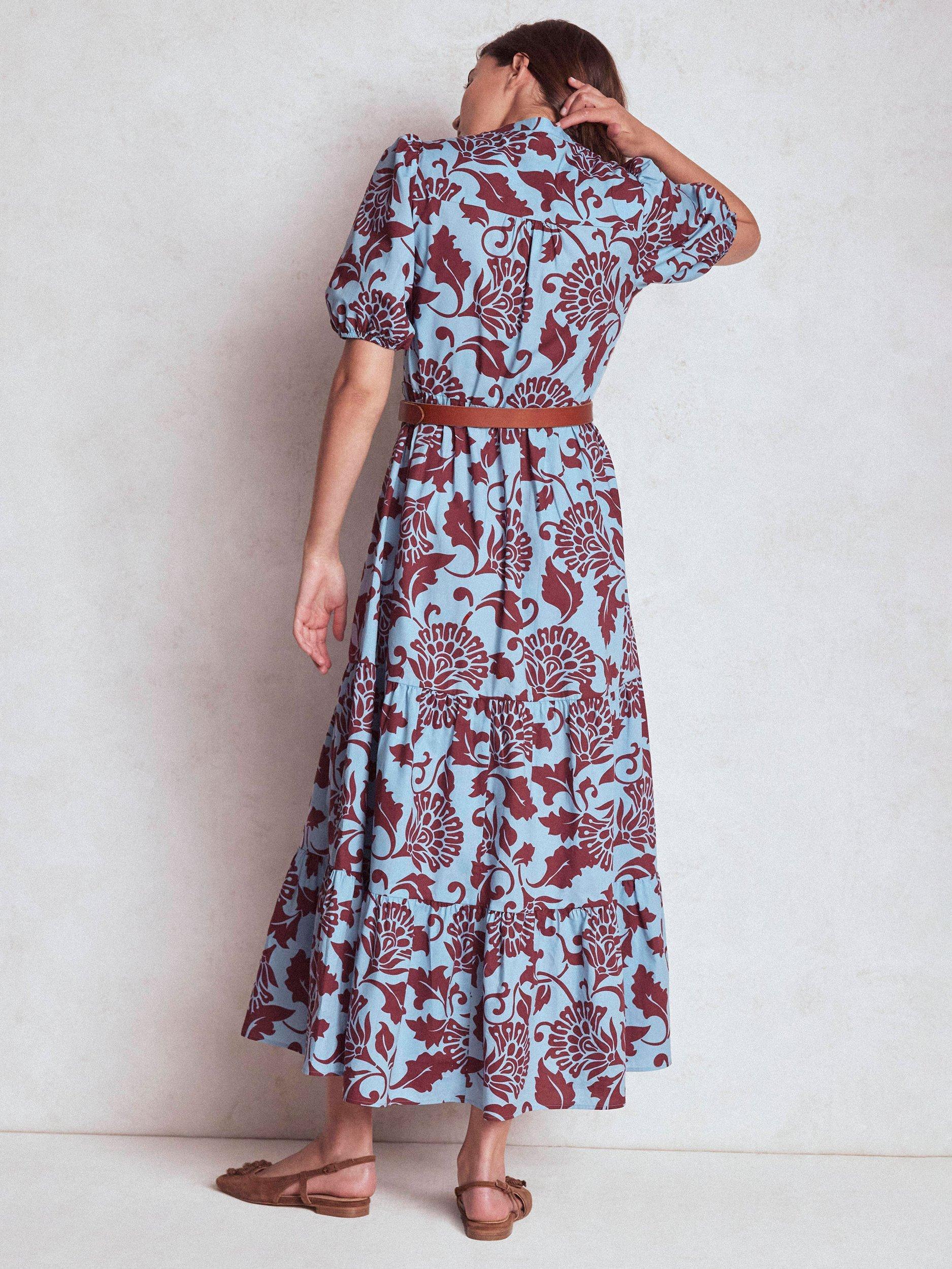 Product image 3 of 5, which shows Boden Christabel Floral Midi Dress, Blue/Multi, 10