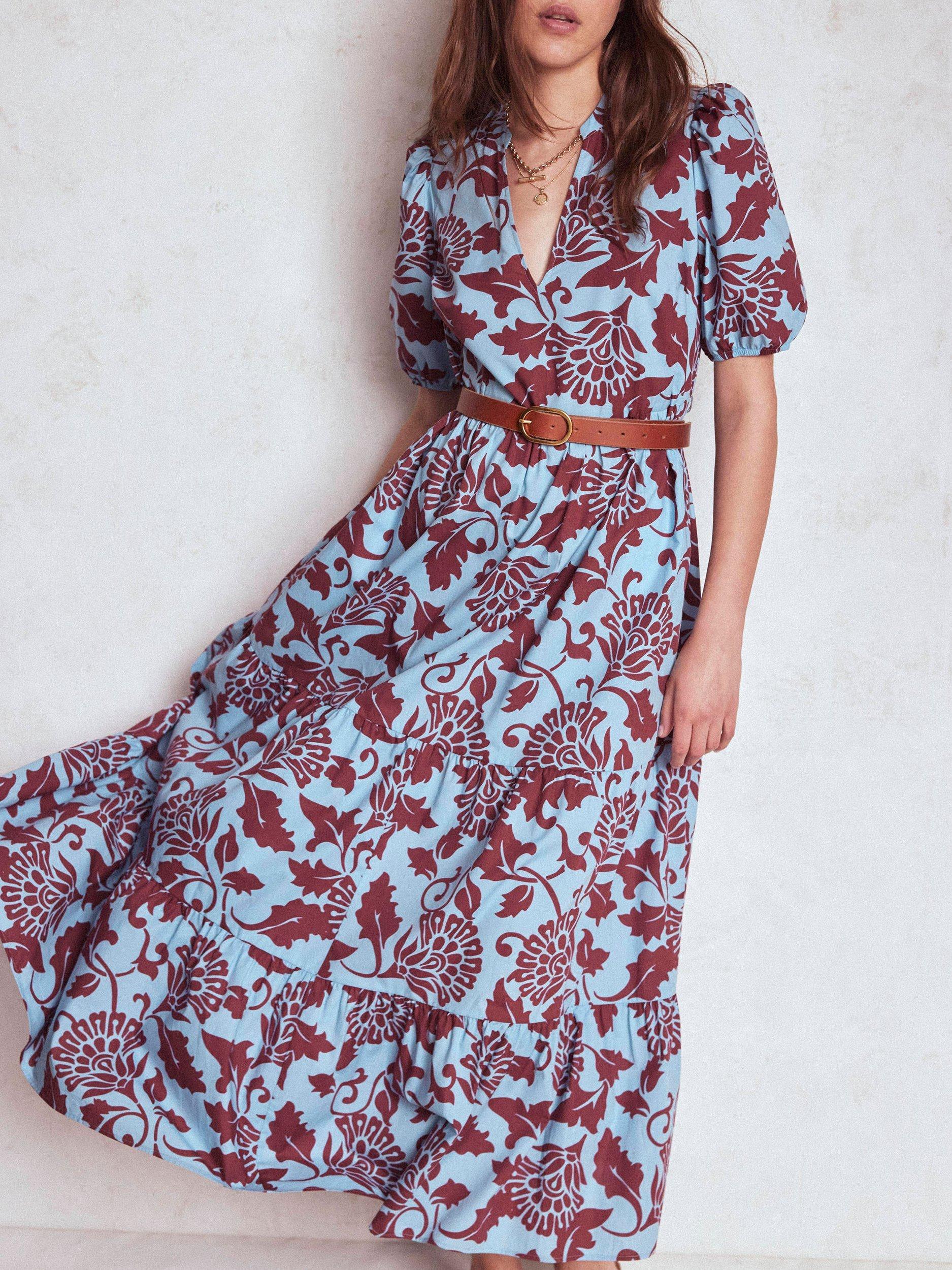 Product image 4 of 5, which shows Boden Christabel Floral Midi Dress, Blue/Multi, 10