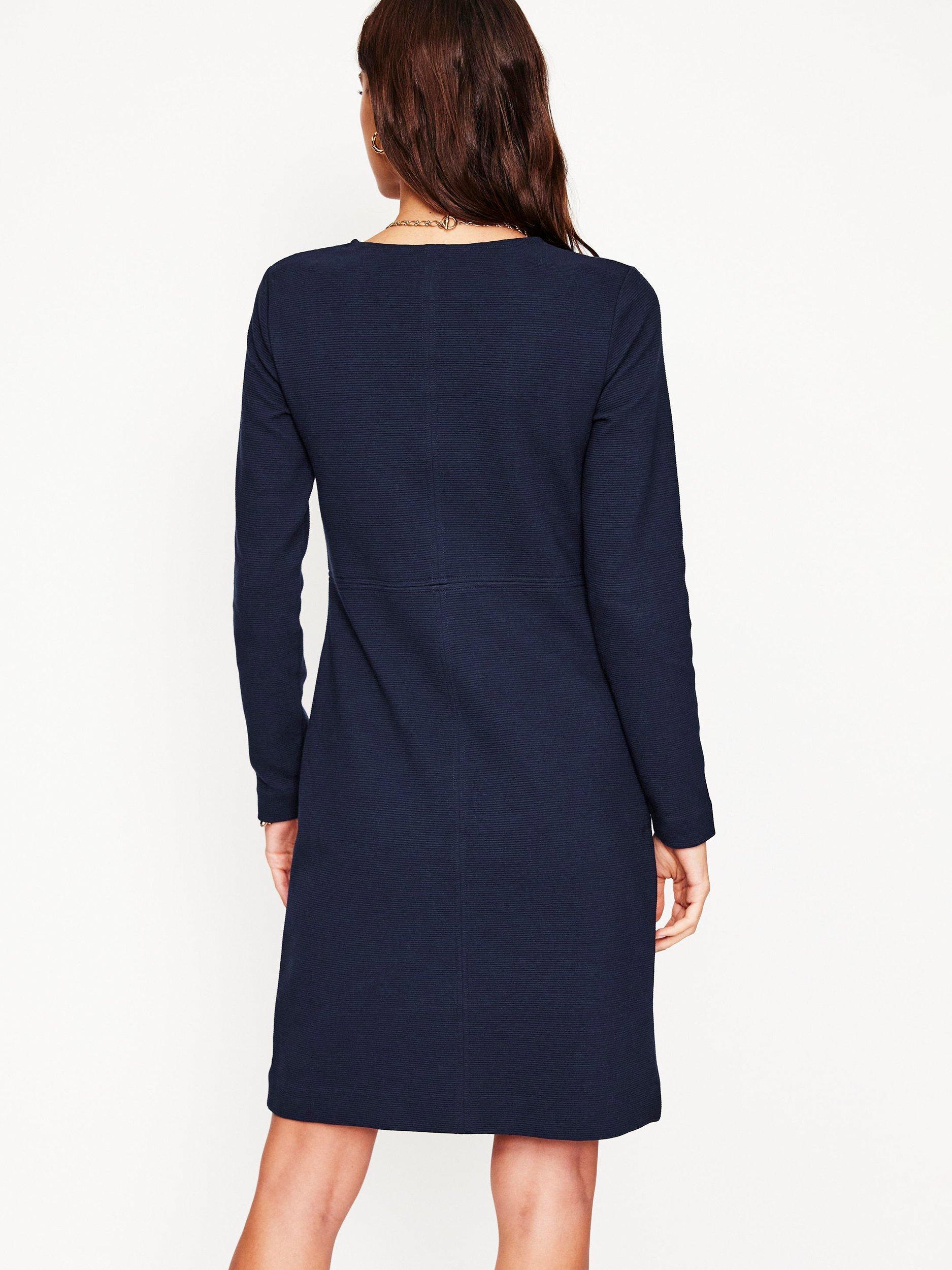 Product image 3 of 5, which shows Boden Cornelia Ottoman Shift Dress, Navy, 16