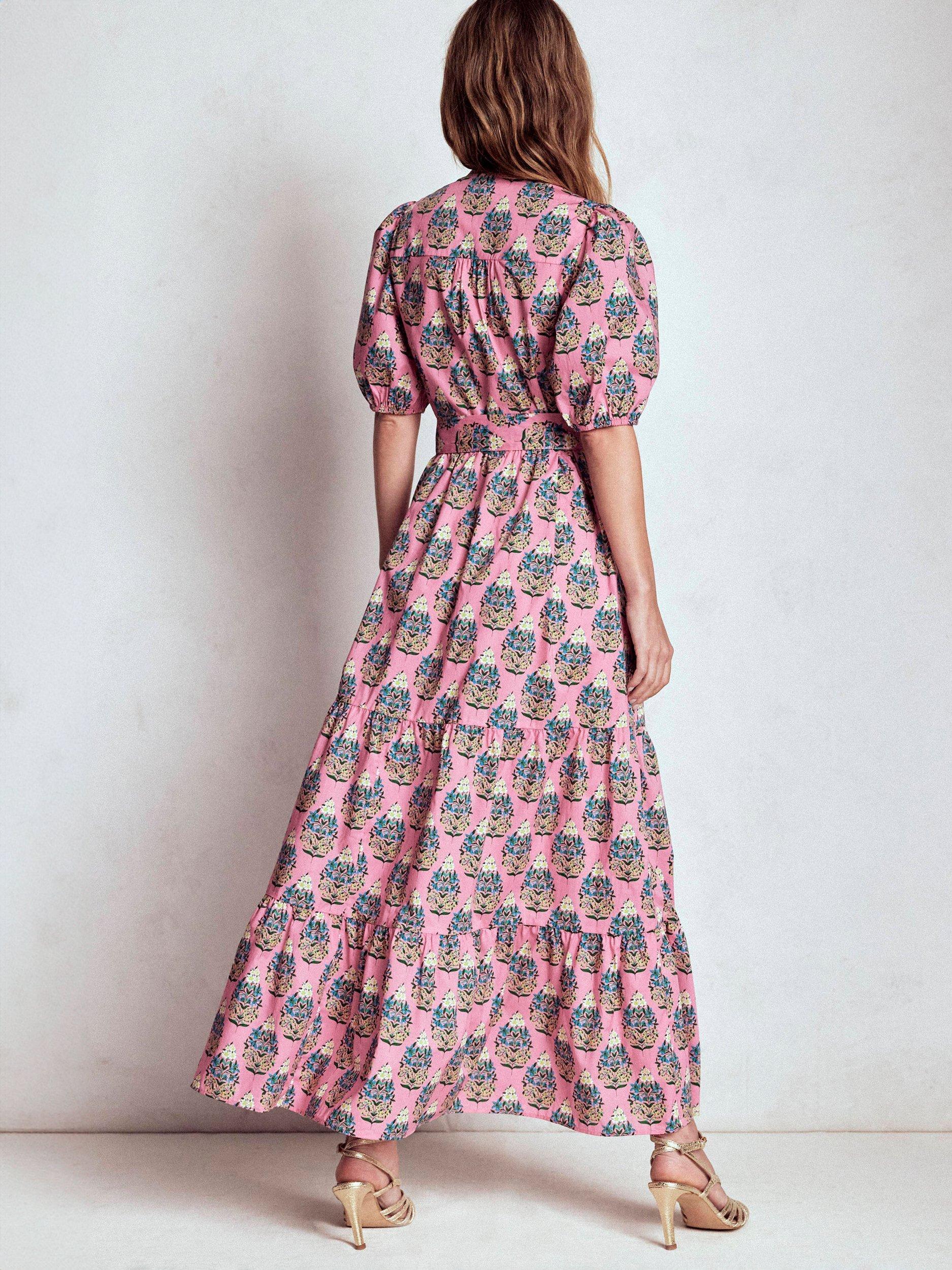 Product image 3 of 6, which shows Boden Christabel Floral Midi Dress, Pink/Multi, 10