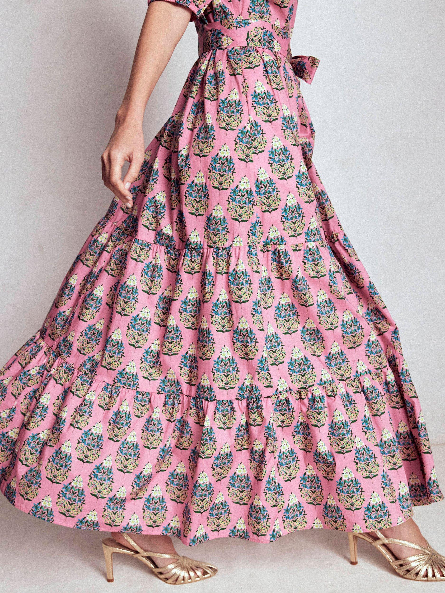 Product image 5 of 6, which shows Boden Christabel Floral Midi Dress, Pink/Multi, 10