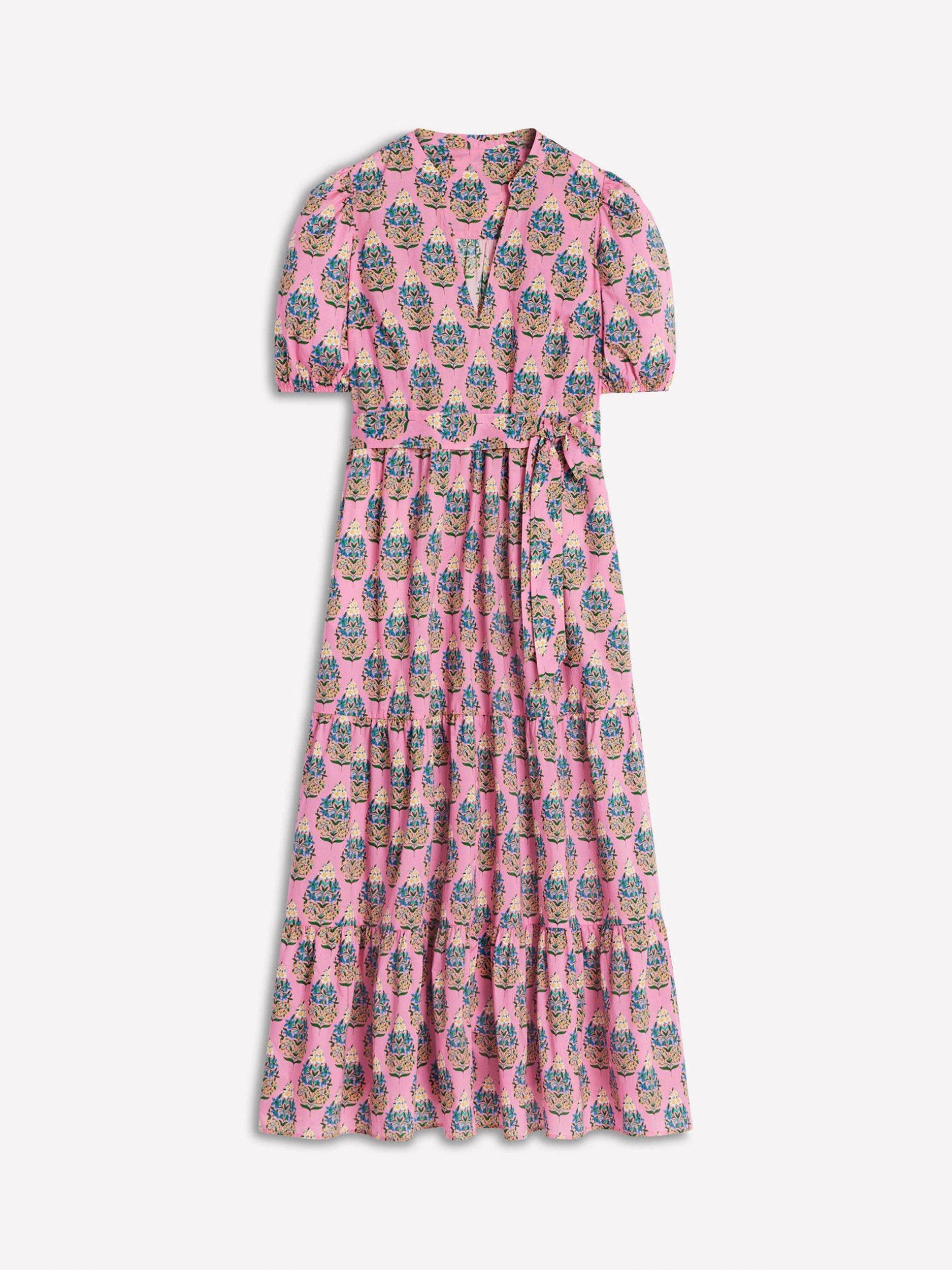 Product image 6 of 6, which shows Boden Christabel Floral Midi Dress, Pink/Multi, 10